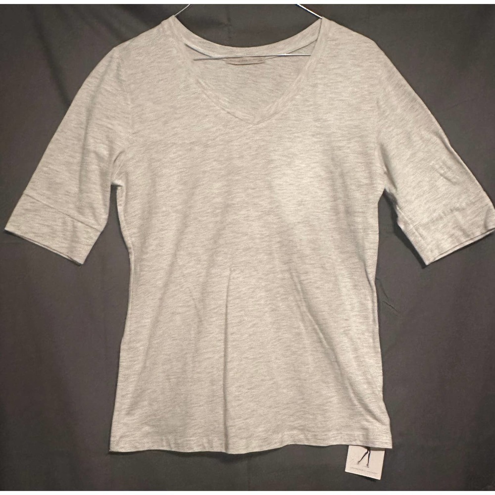 Juniors,Slim Fit 1/2 Sleeve Light Gray Active Basic Shirt Sz Large